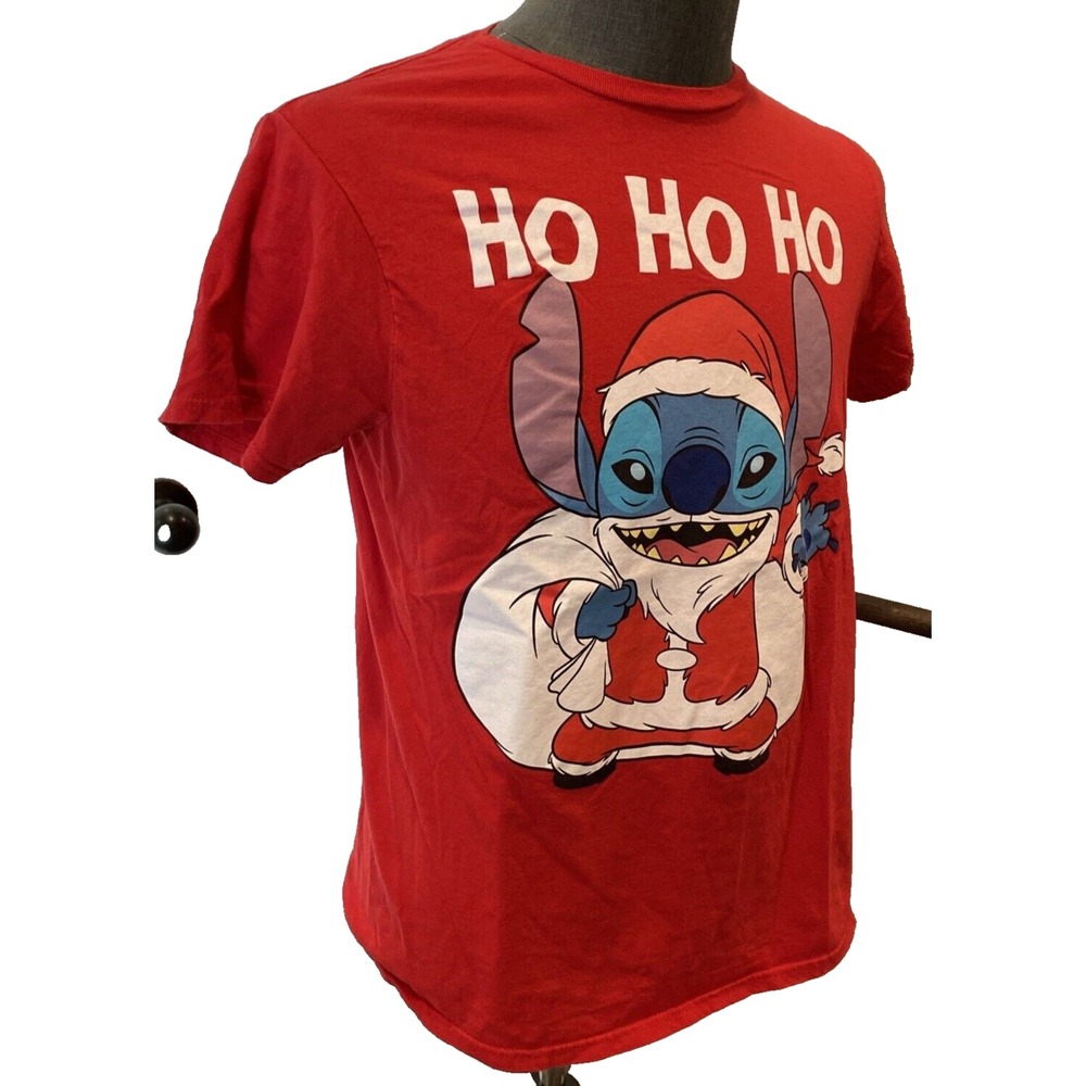 Disney Stitch in Santa suit Christmas T Shirt Red Medium